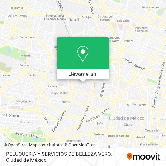 Mapa de PELUQUERIA Y SERVICIOS DE BELLEZA VERO