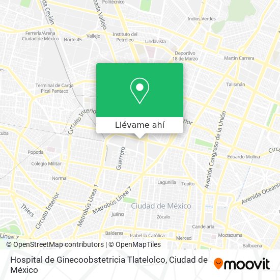 Mapa de Hospital de Ginecoobstetricia Tlatelolco