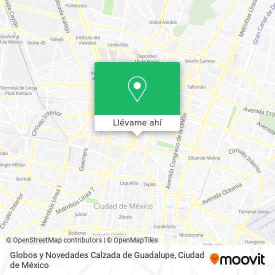 Mapa de Globos y Novedades Calzada de Guadalupe