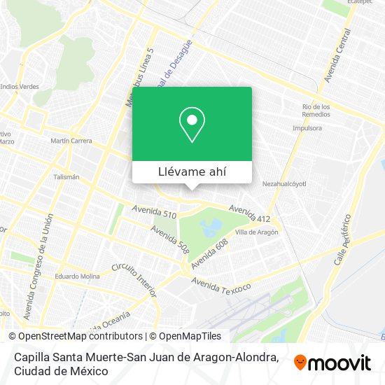 Mapa de Capilla Santa Muerte-San Juan de Aragon-Alondra