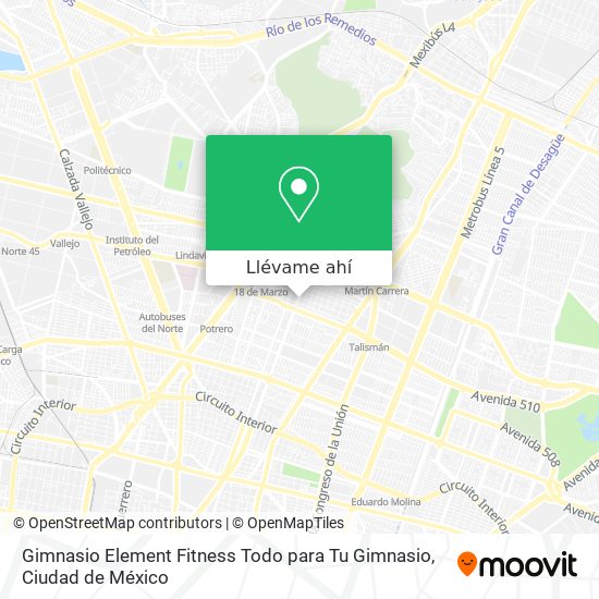 Mapa de Gimnasio Element Fitness Todo para Tu Gimnasio