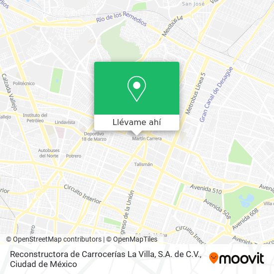 Mapa de Reconstructora de Carrocerías La Villa, S.A. de C.V.