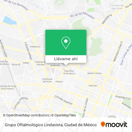 Mapa de Grupo Oftalmológico Lindavista