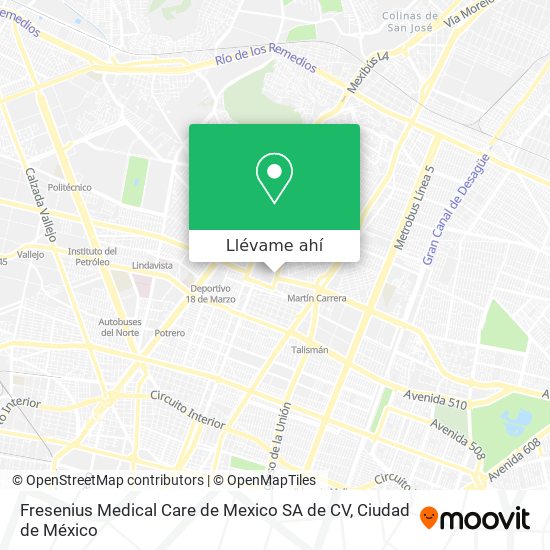Mapa de Fresenius Medical Care de Mexico SA de CV