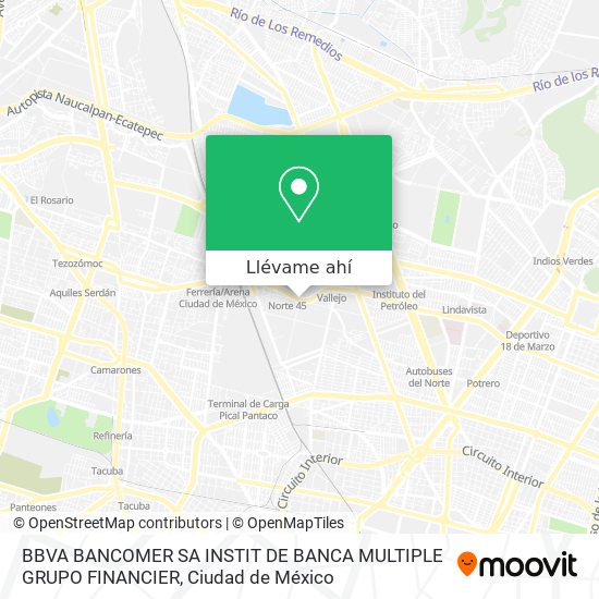 Mapa de BBVA BANCOMER SA INSTIT DE BANCA MULTIPLE GRUPO FINANCIER