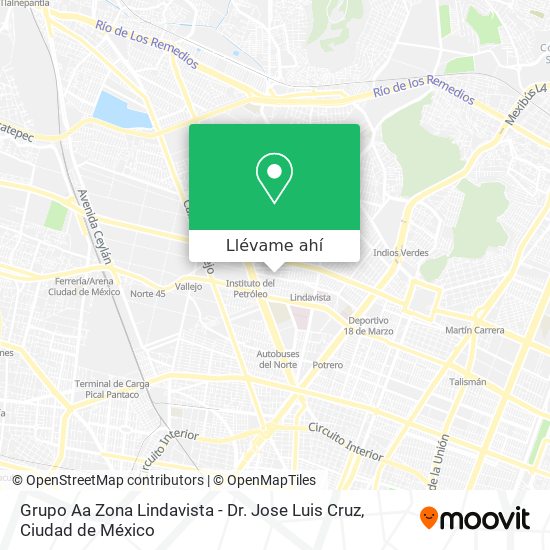 Mapa de Grupo Aa Zona Lindavista - Dr. Jose Luis Cruz