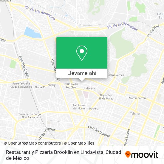 Mapa de Restaurant y Pizzeria Brooklin en Lindavista