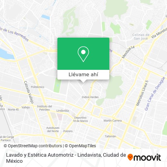 Mapa de Lavado y Estética Automotriz - Lindavista