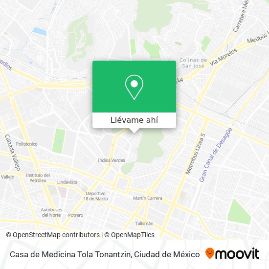 Mapa de Casa de Medicina Tola Tonantzin