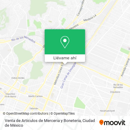 Mapa de Venta de Articulos de Merceria y Boneteria