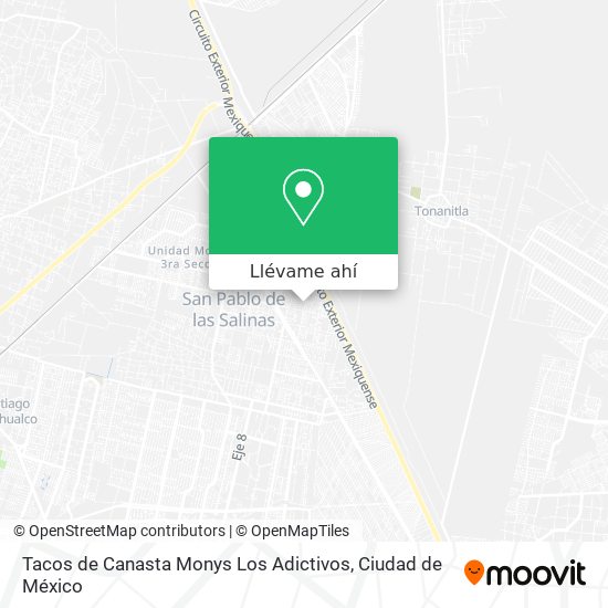 Mapa de Tacos de Canasta Monys Los Adictivos