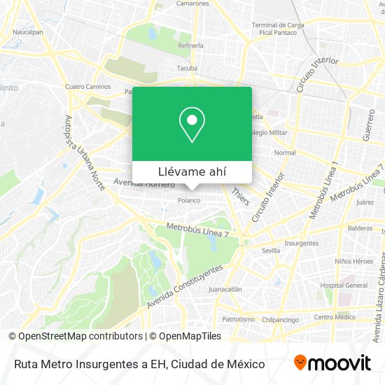 Mapa de Ruta Metro Insurgentes a EH