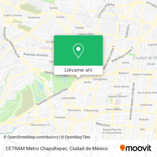 Mapa de CETRAM Metro Chapultepec