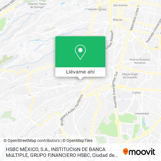 Mapa de HSBC MÉXICO, S.A., INSTITUCIóN DE BANCA MúLTIPLE, GRUPO FINANCIERO HSBC