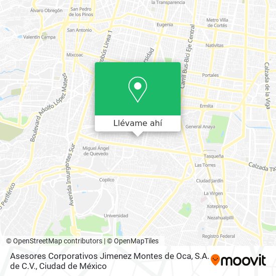 Mapa de Asesores Corporativos Jimenez Montes de Oca, S.A. de C.V.