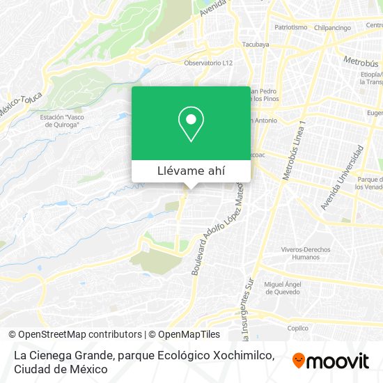 Mapa de La Cienega Grande, parque Ecológico Xochimilco