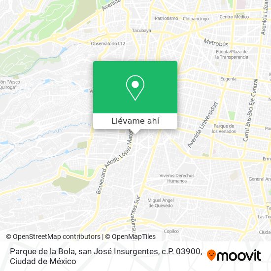 Mapa de Parque de la Bola, san José Insurgentes, c.P. 03900
