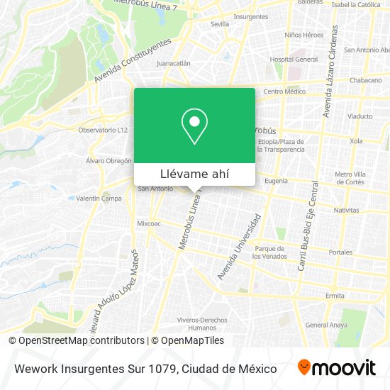 ¿Cómo llegar a Wework Insurgentes Sur 1079 en Miguel Hidalgo en Autobús ...