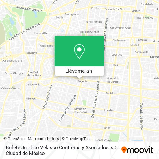 Mapa de Bufete Juridico Velasco Contreras y Asociados, s.C.