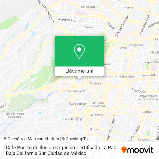 Mapa de Café Puerto de Ilusión Orgánico Certificado La Paz Baja California Sur