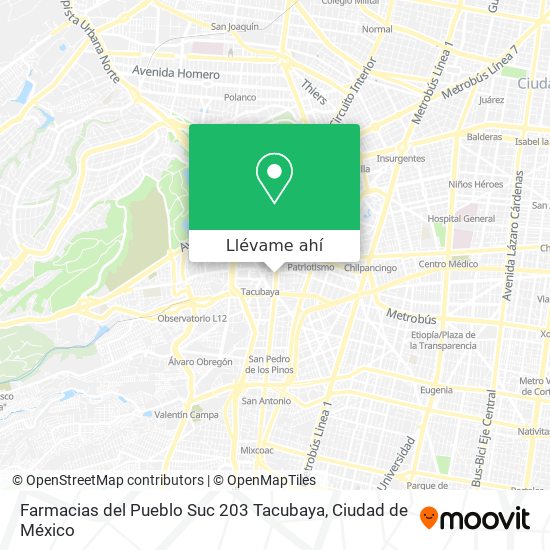 Mapa de Farmacias del Pueblo Suc 203 Tacubaya