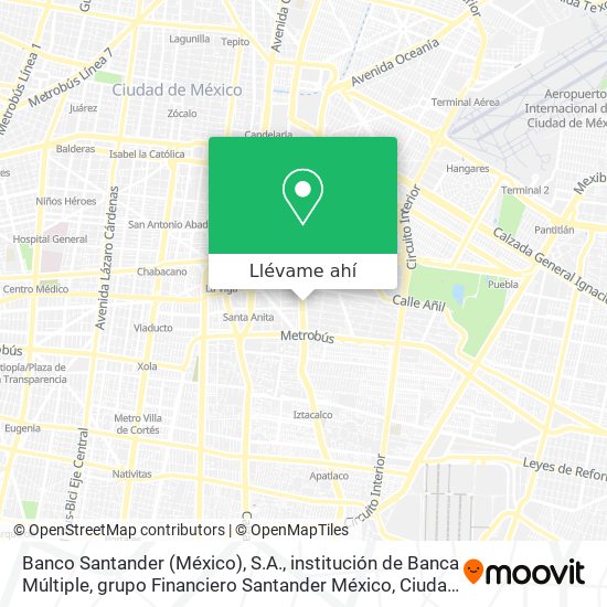 Mapa de Banco Santander (México), S.A., institución de Banca Múltiple, grupo Financiero Santander México