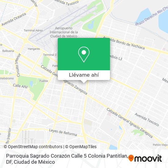 Mapa de Parroquia Sagrado Corazón Calle 5 Colonia Pantitlan, DF