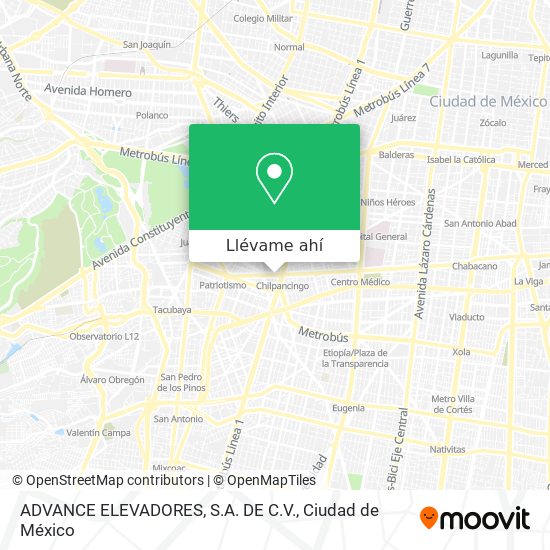 Mapa de ADVANCE ELEVADORES, S.A. DE C.V.