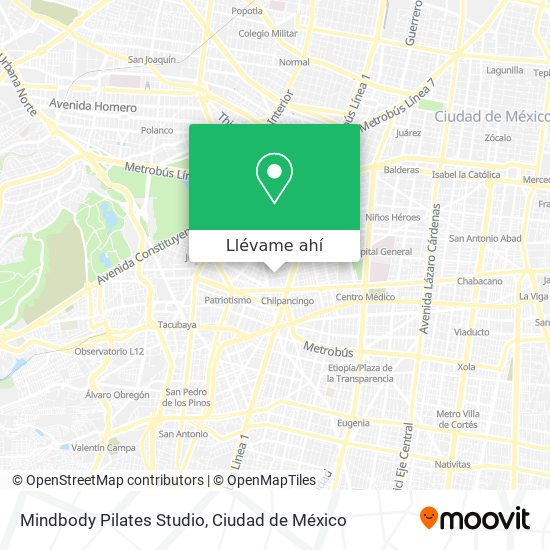 Cómo llegar a Mindbody Pilates Studio en Miguel Hidalgo en Autobús o Metro?