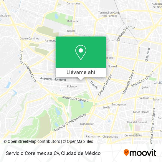 Mapa de Servicio Corelmex sa Cv