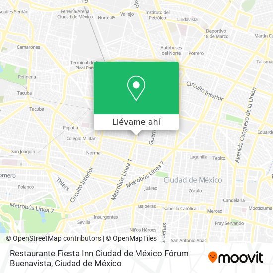 Mapa de Restaurante Fiesta Inn Ciudad de México Fórum Buenavista