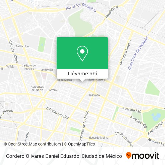 Mapa de Cordero Olivares Daniel Eduardo