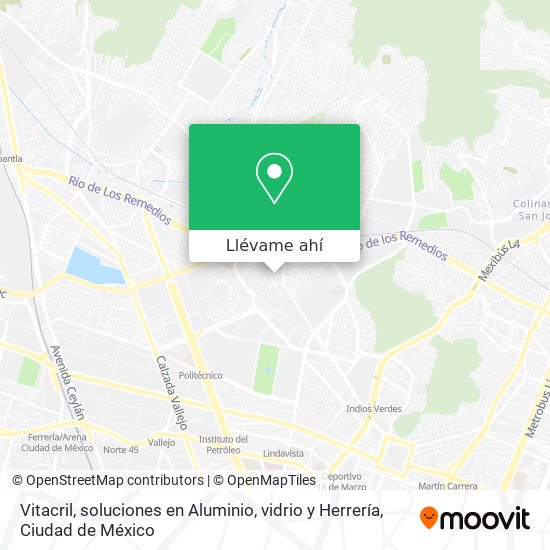Mapa de Vitacril, soluciones en Aluminio, vidrio y Herrería