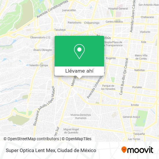 Mapa de Super Optica Lent Mex