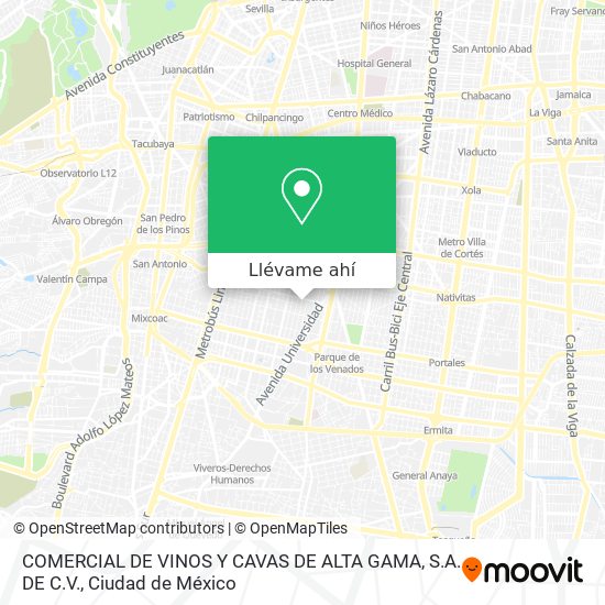 Mapa de COMERCIAL DE VINOS Y CAVAS DE ALTA GAMA, S.A. DE C.V.