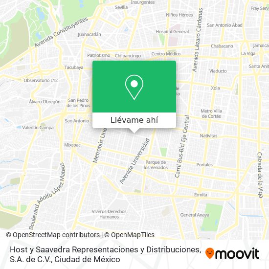 Mapa de Host y Saavedra Representaciones y Distribuciones, S.A. de C.V.