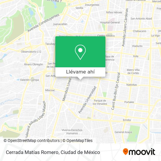 Mapa de Cerrada Matías Romero