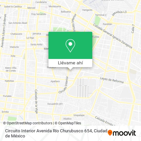 Mapa de Circuito Interior Avenida Río Churubusco 654