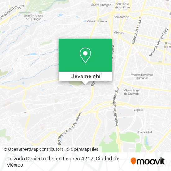 Cómo llegar a Calzada Desierto de los Leones 4217 en Cuajimalpa De Morelos  en Autobús o Metro?