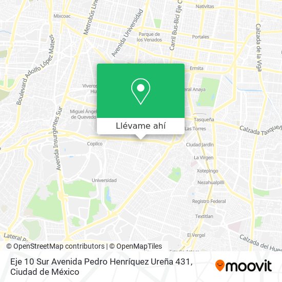 Mapa de Eje 10 Sur Avenida Pedro Henríquez Ureña 431