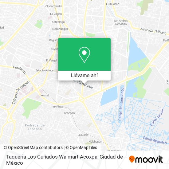 Mapa de Taqueria Los Cuñados Walmart Acoxpa