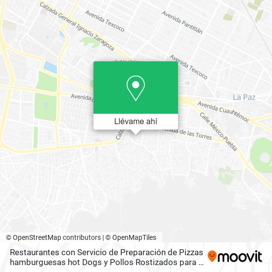 Mapa de Restaurantes con Servicio de Preparación de Pizzas hamburguesas hot Dogs y Pollos Rostizados para L