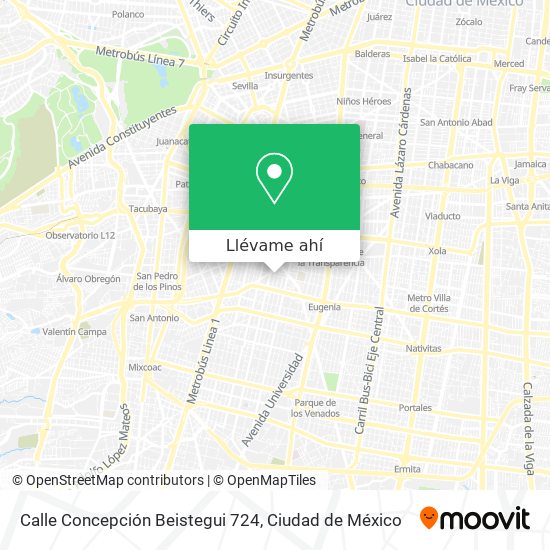 Mapa de Calle Concepción Beistegui 724
