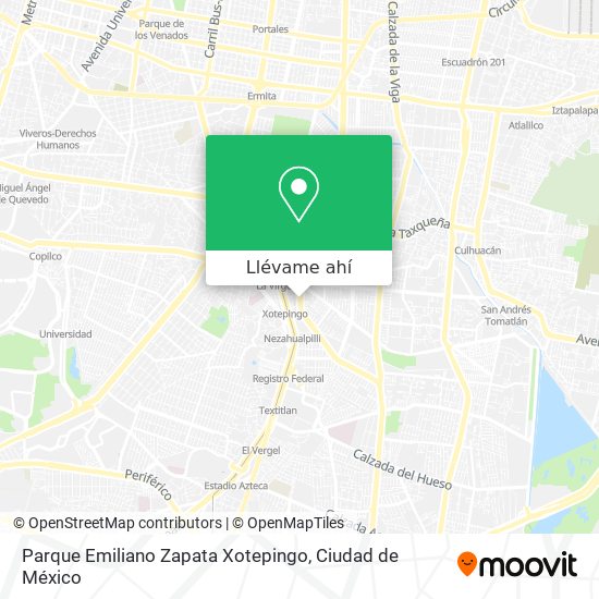 Mapa de Parque Emiliano Zapata Xotepingo
