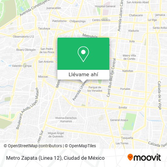 Cómo llegar a Metro Zapata (Linea 12) en Miguel Hidalgo en Autobús o Metro?