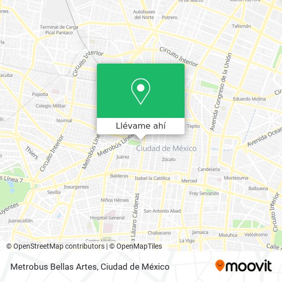 Mapa de Metrobus Bellas Artes