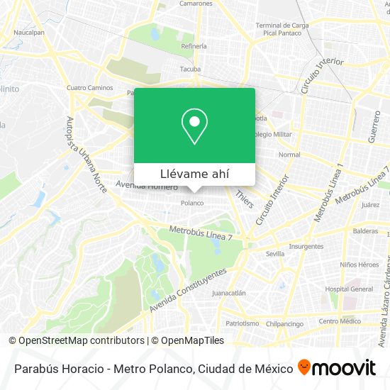 Mapa de Parabús Horacio - Metro Polanco