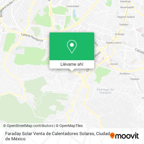 Mapa de Faraday Solar Venta de Calentadores Solares