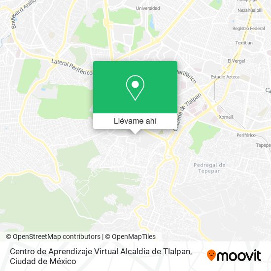 Mapa de Centro de Aprendizaje Virtual Alcaldia de Tlalpan