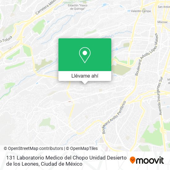 Mapa de 131 Laboratorio Medico del Chopo Unidad Desierto de los Leones